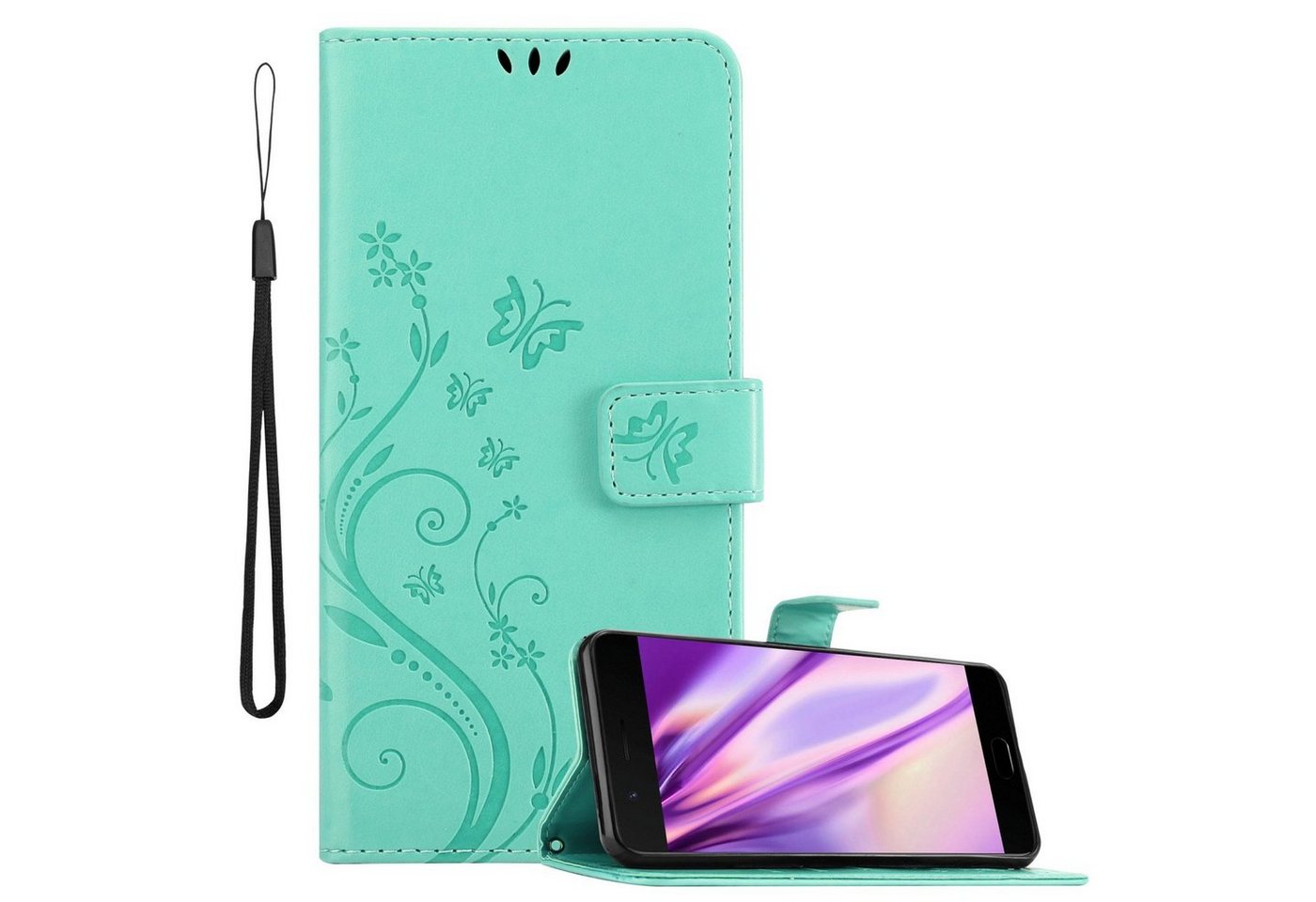 Cadorabo Handyhülle für OnePlus 5 Hülle OnePlus 5, Hülle Schutzhülle Blumen Flower mit Standfunktion Kartenfach Magnet von Cadorabo