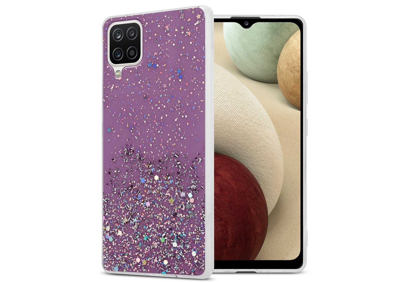 Cadorabo Handyhülle Samsung Galaxy A12 / M12 Samsung Galaxy A12 / M12, Flexible TPU Silikon Handy Schutzhülle - Hülle - mit Glitzer von Cadorabo