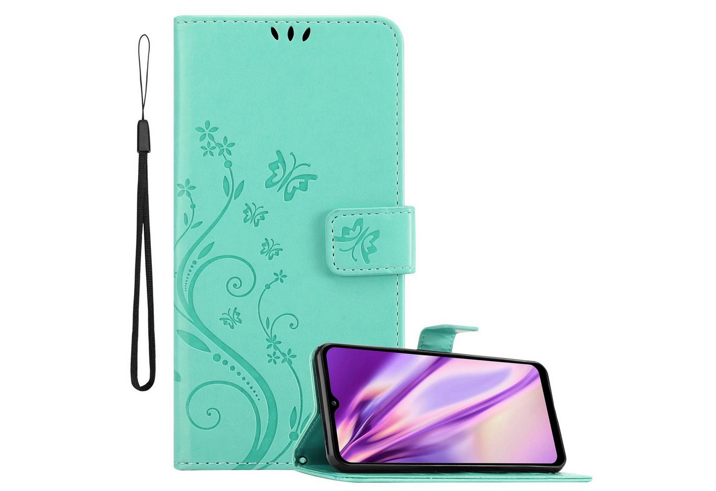 Cadorabo Handyhülle für Samsung Galaxy A12 / M12 Hülle Samsung Galaxy A12 / M12, Hülle Schutzhülle Blumen Flower mit Standfunktion Kartenfach Magnet Cadorabo Handyhülle für Samsung Galaxy A12 / M12 Hülle Samsung Galaxy A12 / M12, Hülle Schutzhülle Blumen Flower mit Standfunktion Kartenfach Magnet von Cadorabo
