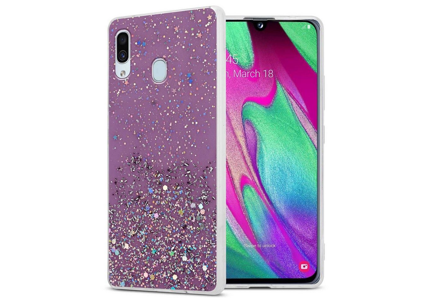 Cadorabo Handyhülle für Samsung Galaxy A40 Hülle Samsung Galaxy A40, Flexible TPU Silikon Handy Schutzhülle - Hülle - mit Glitzer Cadorabo Handyhülle für Samsung Galaxy A40 Hülle Samsung Galaxy A40, Flexible TPU Silikon Handy Schutzhülle - Hülle - mit Glitzer von Cadorabo