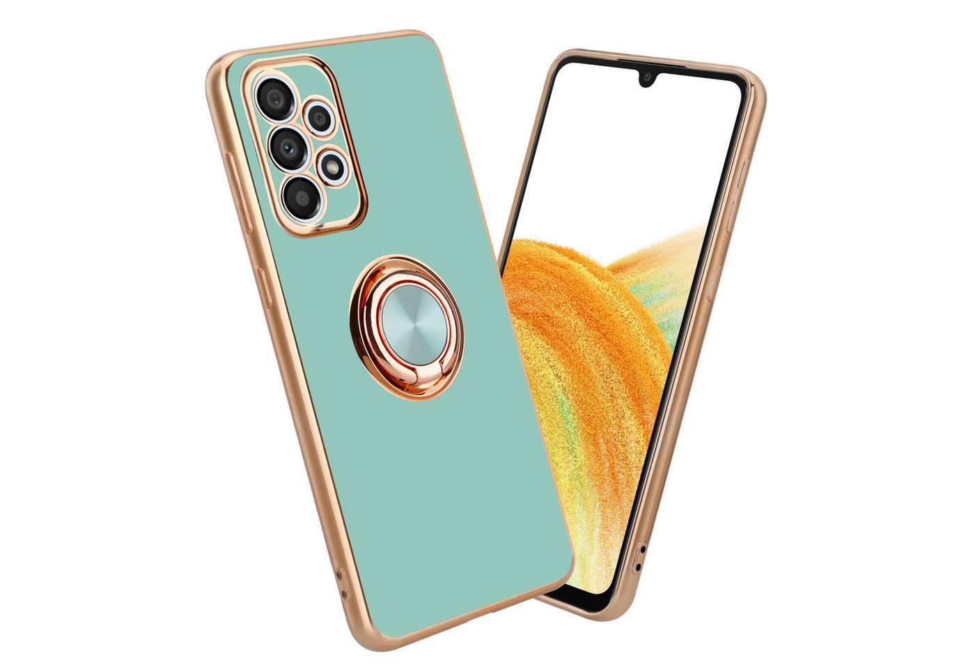 Cadorabo Handyhülle für Samsung Galaxy A52 (4G / 5G) / A52s Hülle Samsung Galaxy A52 (4G / 5G) / A52s, Schutzhülle - TPU Silikon Hülle - mit Kameraschutz und Ring von Cadorabo