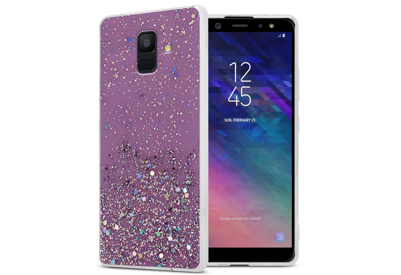 Cadorabo Handyhülle für Samsung Galaxy A6 2018 Hülle Samsung Galaxy A6 2018, Flexible TPU Silikon Handy Schutzhülle - Hülle - mit Glitzer Cadorabo Handyhülle für Samsung Galaxy A6 2018 Hülle Samsung Galaxy A6 2018, Flexible TPU Silikon Handy Schutzhülle - Hülle - mit Glitzer von Cadorabo