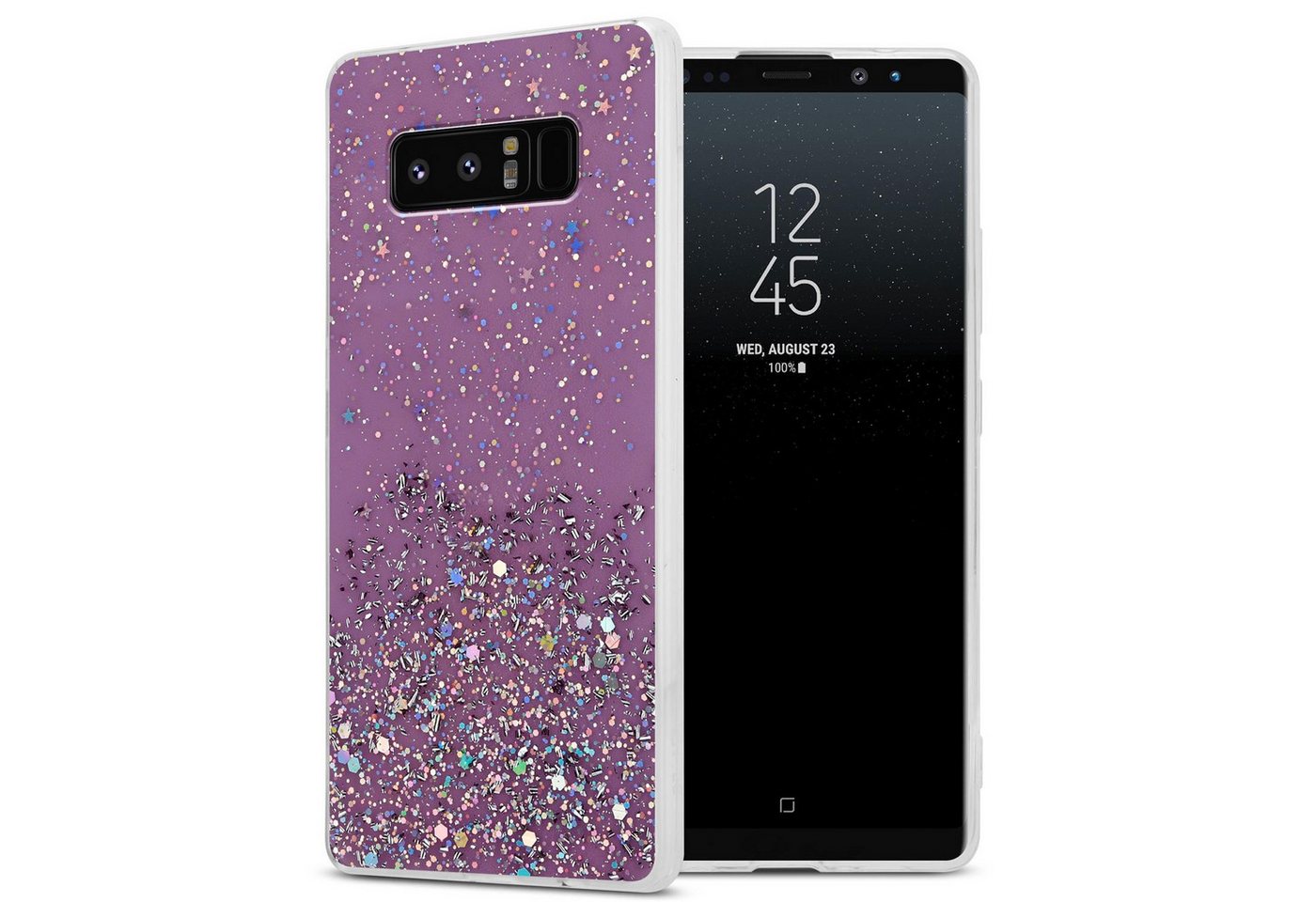 Cadorabo Handyhülle Samsung Galaxy NOTE 8 Samsung Galaxy NOTE 8, Flexible TPU Silikon Handy Schutzhülle - Hülle - mit Glitzer von Cadorabo