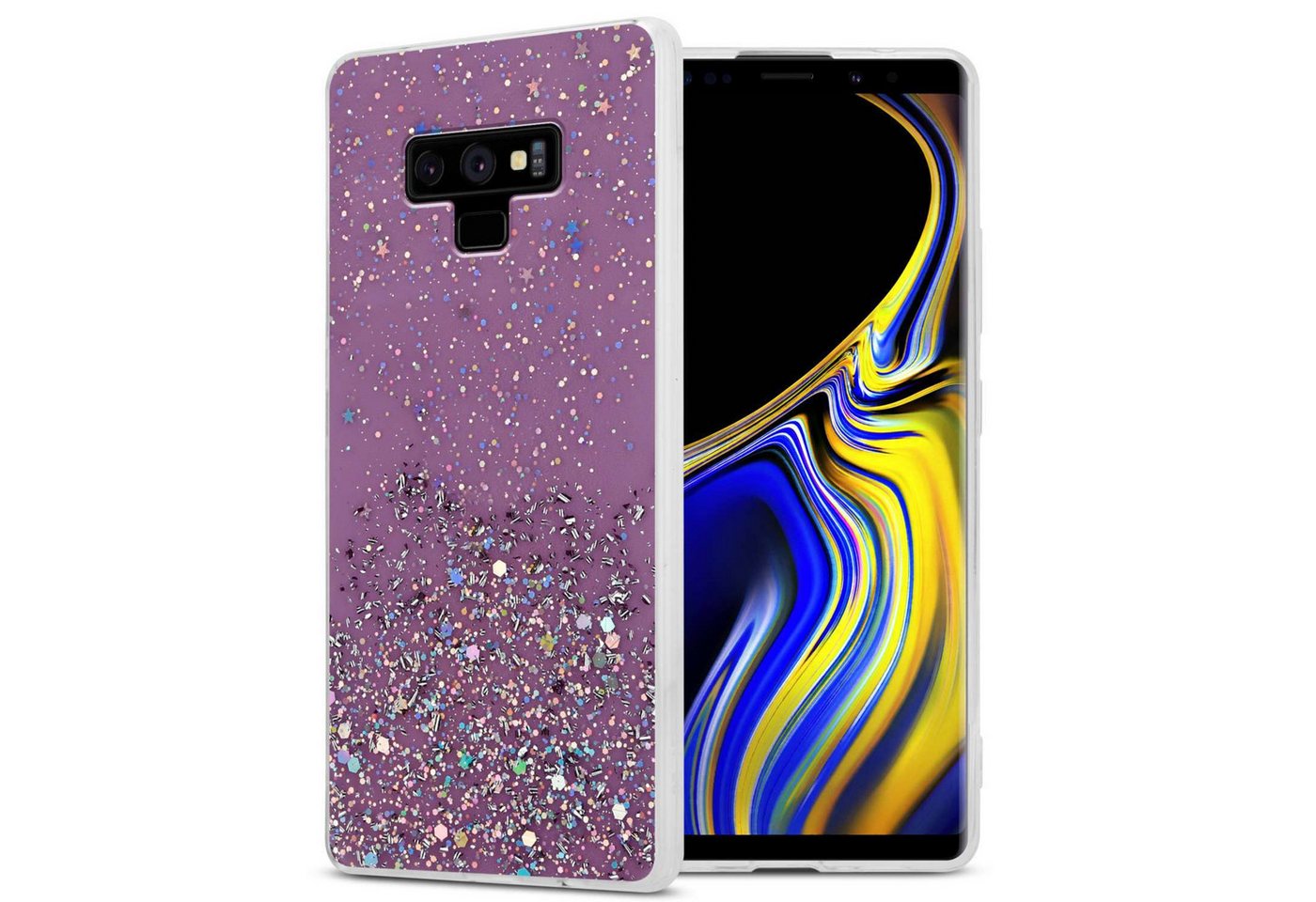 Cadorabo Handyhülle Samsung Galaxy NOTE 9 Samsung Galaxy NOTE 9, Flexible TPU Silikon Handy Schutzhülle - Hülle - mit Glitzer von Cadorabo