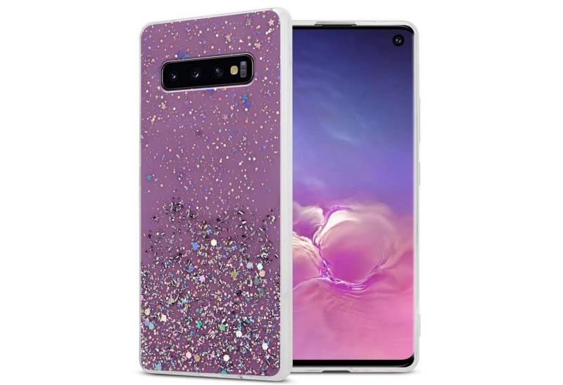 Cadorabo Handyhülle für Samsung Galaxy S10 PLUS Hülle Samsung Galaxy S10 PLUS, Flexible TPU Silikon Handy Schutzhülle - Hülle - mit Glitzer von Cadorabo
