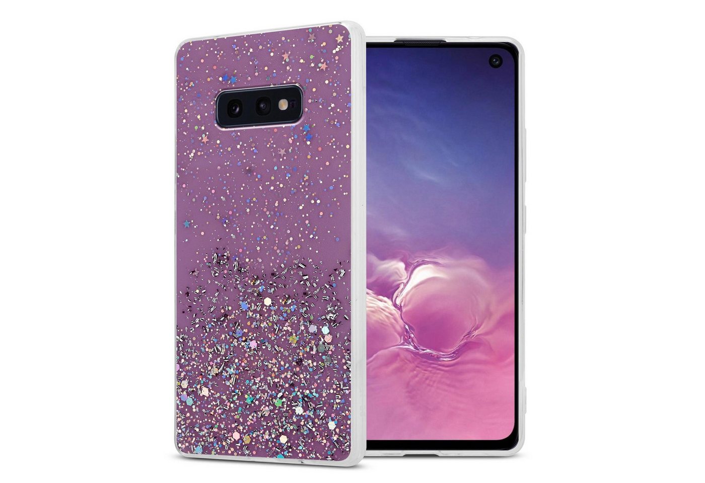 Cadorabo Handyhülle Samsung Galaxy S10e Samsung Galaxy S10e, Flexible TPU Silikon Handy Schutzhülle - Hülle - mit Glitzer von Cadorabo