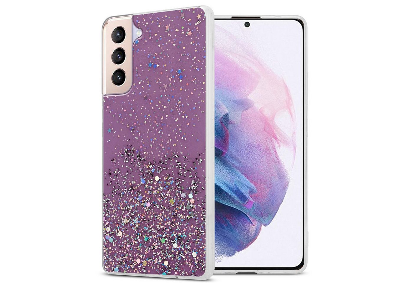 Cadorabo Handyhülle für Samsung Galaxy S21 PLUS Hülle Samsung Galaxy S21 PLUS, Flexible TPU Silikon Handy Schutzhülle - Hülle - mit Glitzer Cadorabo Handyhülle für Samsung Galaxy S21 PLUS Hülle Samsung Galaxy S21 PLUS, Flexible TPU Silikon Handy Schutzhülle - Hülle - mit Glitzer von Cadorabo
