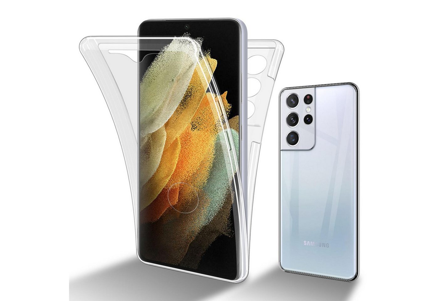 Cadorabo Handyhülle für Samsung Galaxy S21 ULTRA Hülle Samsung Galaxy S21 ULTRA, Flexible Case Handy Schutzhülle - Hülle - Back Cover 360° Grad Cadorabo Handyhülle für Samsung Galaxy S21 ULTRA Hülle Samsung Galaxy S21 ULTRA, Flexible Case Handy Schutzhülle - Hülle - Back Cover 360° Grad von Cadorabo