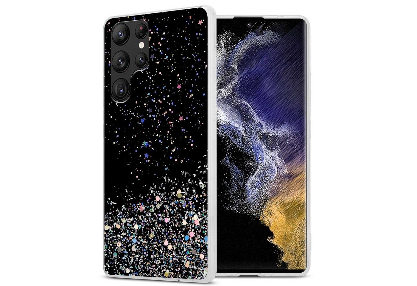 Cadorabo Handyhülle für Samsung Galaxy S22 ULTRA Hülle Samsung Galaxy S22 ULTRA, Flexible TPU Silikon Handy Schutzhülle - Hülle - mit Glitzer Cadorabo Handyhülle für Samsung Galaxy S22 ULTRA Hülle Samsung Galaxy S22 ULTRA, Flexible TPU Silikon Handy Schutzhülle - Hülle - mit Glitzer von Cadorabo
