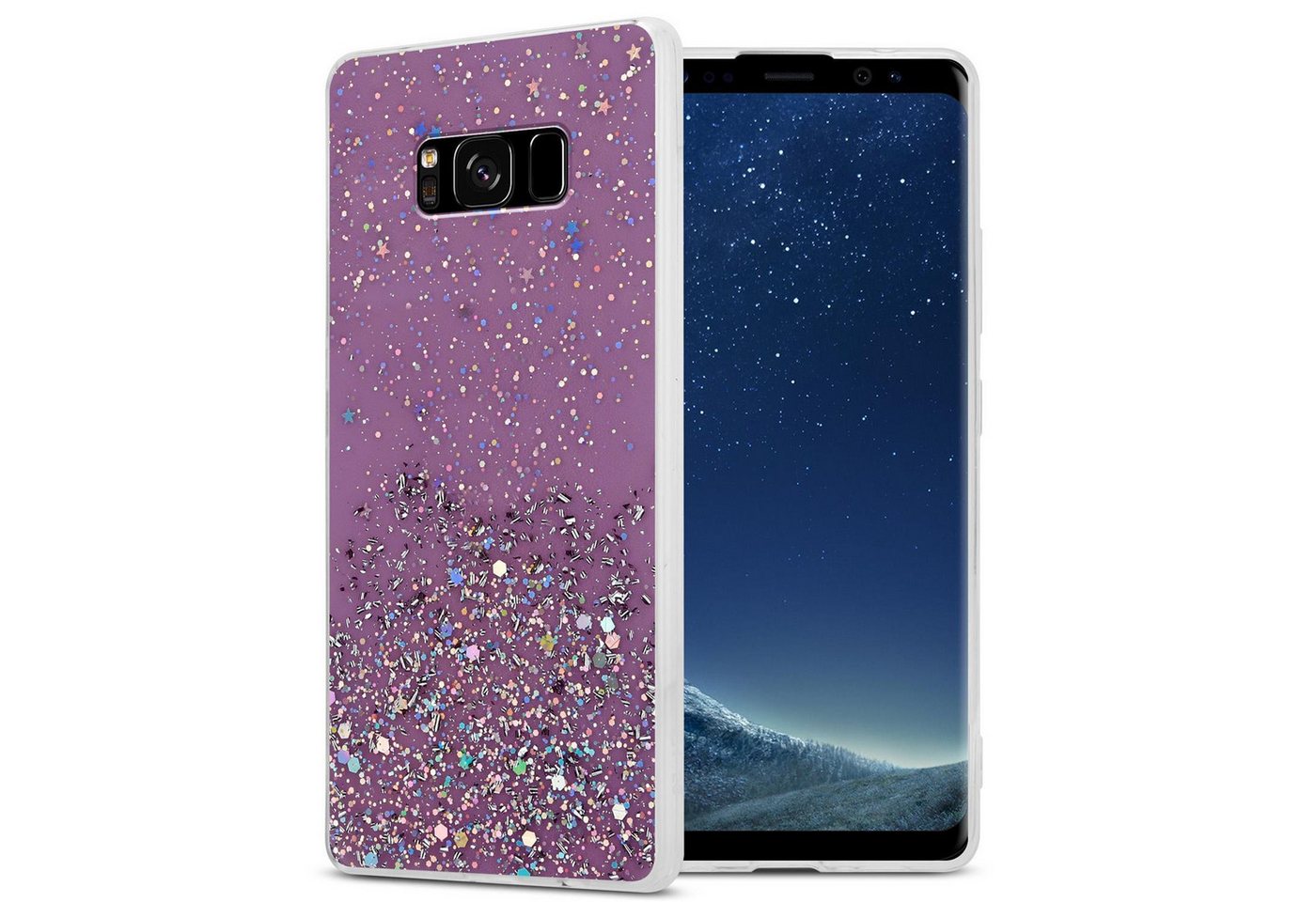 Cadorabo Handyhülle Samsung Galaxy S8 PLUS Samsung Galaxy S8 PLUS, Flexible TPU Silikon Handy Schutzhülle - Hülle - mit Glitzer von Cadorabo