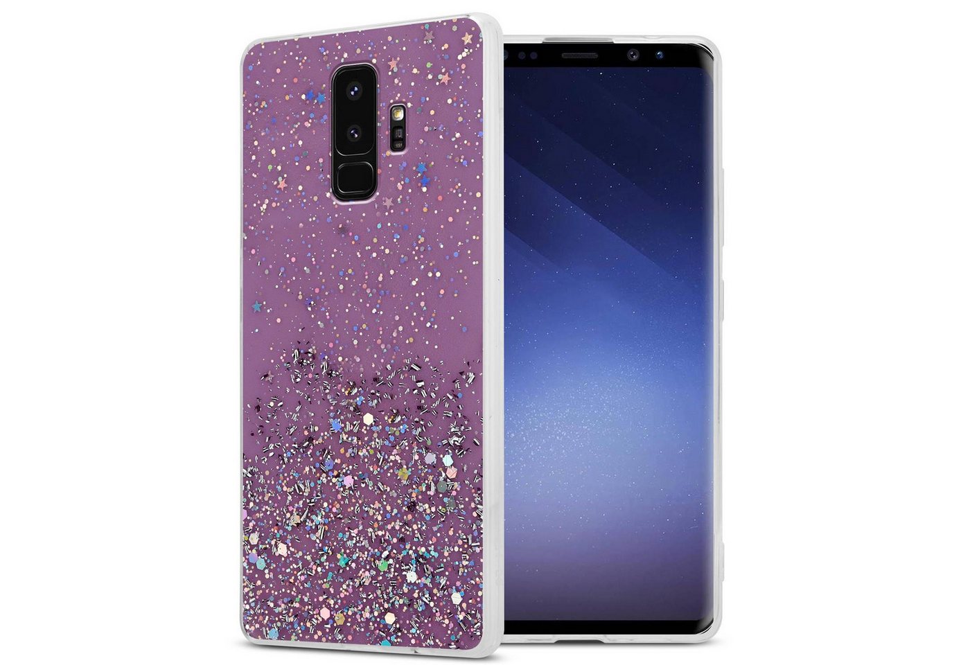 Cadorabo Handyhülle Samsung Galaxy S9 PLUS Samsung Galaxy S9 PLUS, Flexible TPU Silikon Handy Schutzhülle - Hülle - mit Glitzer von Cadorabo