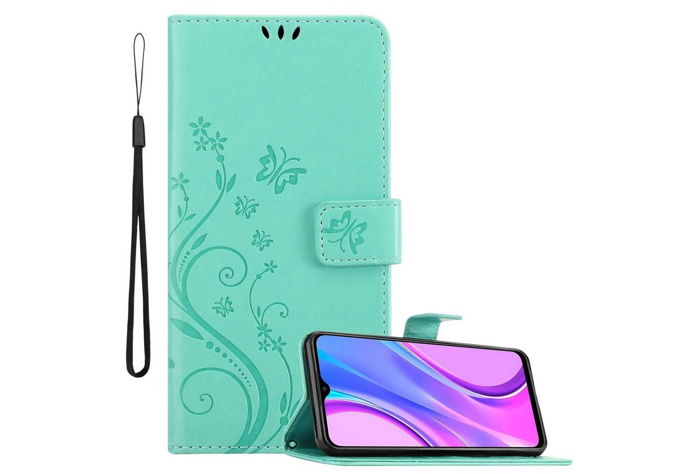 Cadorabo Handyhülle für Xiaomi RedMi 9 Hülle Xiaomi RedMi 9, Hülle Schutzhülle Blumen Flower mit Standfunktion Kartenfach Magnet Cadorabo Handyhülle für Xiaomi RedMi 9 Hülle Xiaomi RedMi 9, Hülle Schutzhülle Blumen Flower mit Standfunktion Kartenfach Magnet von Cadorabo