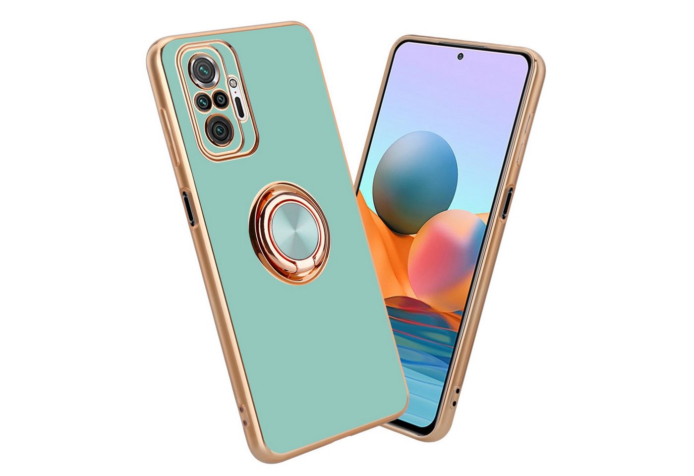 Cadorabo Handyhülle Xiaomi RedMi NOTE 10 PRO Xiaomi RedMi NOTE 10 PRO, Schutzhülle - TPU Silikon Hülle - mit Kameraschutz und Ring von Cadorabo