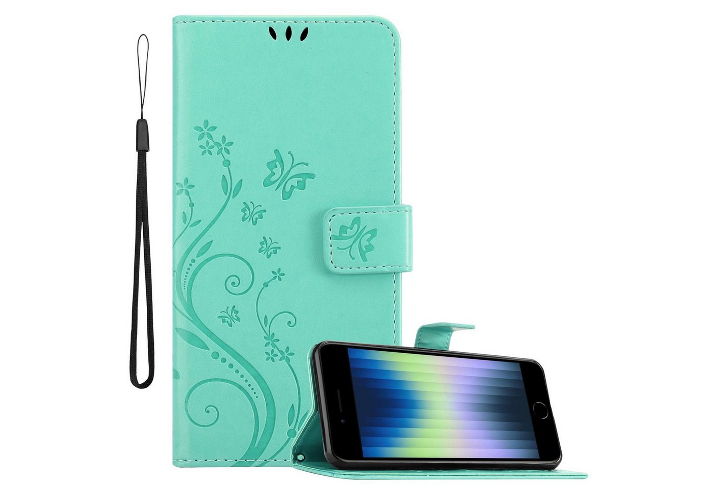Cadorabo Handyhülle für Apple iPhone SE4 Hülle Apple iPhone SE4, Hülle Schutzhülle Blumen Flower mit Standfunktion Kartenfach Magnet Cadorabo Handyhülle für Apple iPhone SE4 Hülle Apple iPhone SE4, Hülle Schutzhülle Blumen Flower mit Standfunktion Kartenfach Magnet von Cadorabo