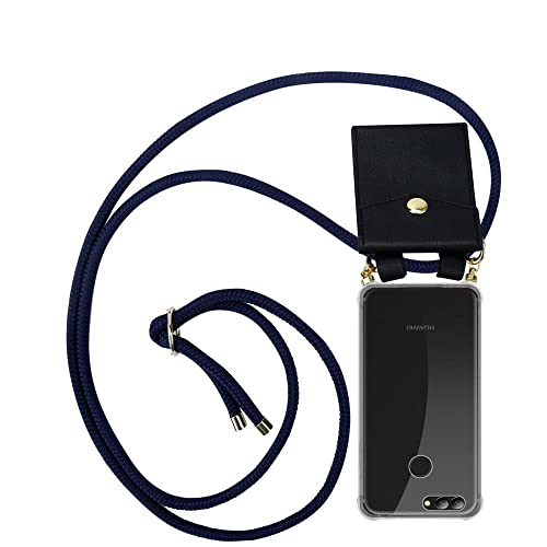 Cadorabo Handykette kompatibel mit Huawei NOVA 2 Schutzhülle TPU Silikon Case Necklace Design Slim Kratzfest Kordel Band mit Etui Rundumschutz Case Hülle für Huawei NOVA 2 in Blau von Cadorabo