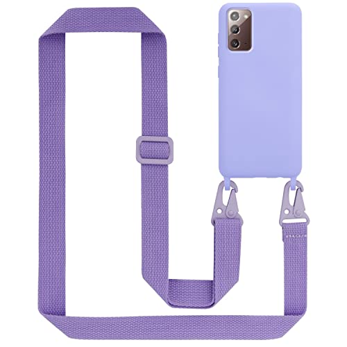 Cadorabo Handykette kompatibel mit Samsung Galaxy Note 20 Schutzhülle TPU Liquid Silikon Case Necklace mit verstellbarem Band Kordel Band mit Etui Rundumschutz Case Hülle für Galaxy Note 20 in Lila von Cadorabo