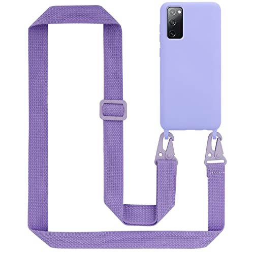 Cadorabo Handykette kompatibel mit Samsung Galaxy S20 FE Schutzhülle TPU Liquid Silikon Case Necklace mit verstellbarem Band Kordel Band mit Etui Rundumschutz Case Hülle für Galaxy S20 FE in Lila von Cadorabo