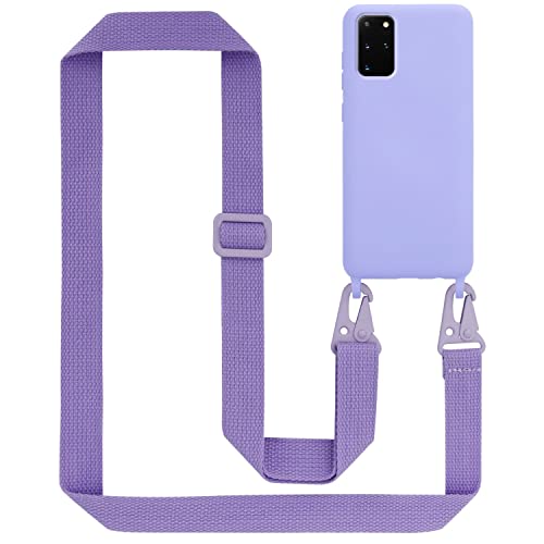 Cadorabo Handykette kompatibel mit Samsung Galaxy S20 Plus Schutzhülle TPU Liquid Silikon Case Necklace mit verstellbarem Band Kordel Band mit Etui Rundumschutz Case Hülle für Galaxy S20 Plus in Lila von Cadorabo