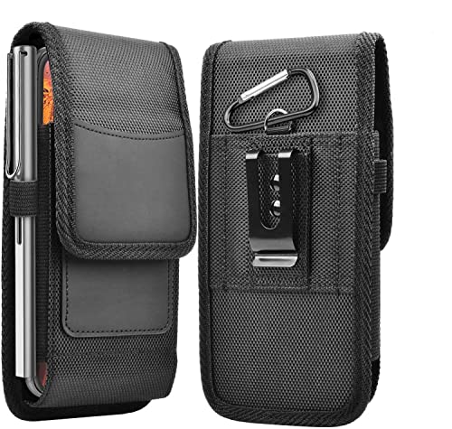 Cadorabo Handytasche mit Gürtelclip kompatibel mit Sony Xperia 5 II in SCHWARZ -360 Grad Schutzhülle mit Gürtel Schlaufe in Nylon -Gürteltasche mit Karabinerhaken und Stiftehalter -Case Cover von Cadorabo