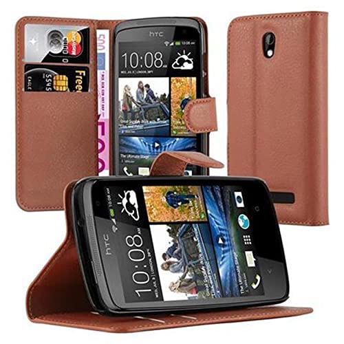 Cadorabo Hülle für HTC Desire 500 Hülle in Schoko braun Handyhülle mit Kartenfach und Standfunktion Case Cover Schutzhülle Etui Tasche Book Klapp Style Schoko-Braun von Cadorabo