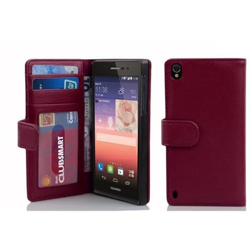 Cadorabo Hülle kompatibel mit Huawei Ascend P7 aus Premium Kunst Leder Flip Klappbare Stoßfeste Magnetische [Standfunktion] [Kartenfächern] Cover Hülle für Huawei Ascend P7 Tasche in Lila von Cadorabo