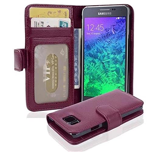 Cadorabo Hülle kompatibel mit Samsung Galaxy Alpha aus Premium Kunst Leder Flip Klappbare Stoßfeste Magnetische [Standfunktion] [Kartenfächern] Cover Hülle für Galaxy Alpha Tasche in Lila von Cadorabo