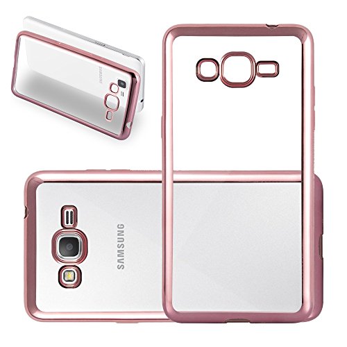 Cadorabo Hülle für Samsung Galaxy Grand Prime - Hülle in TRANSPARENT mit Chrom Rosegold – Handyhülle aus TPU Silikon im Chrom Design - Silikonhülle Schutzhülle Ultra Slim Soft Back Cover Case Bumper von Cadorabo