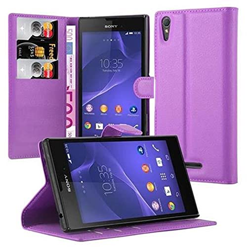 Cadorabo Hülle kompatibel mit Sony Xperia T3 Handyhülle aus Premium Kunst Leder Flip Klappbare Stoßfeste Magnetische [Standfunktion] [Kartenfächern] Cover Hülle für Sony Xperia T3 Tasche in Lila von Cadorabo