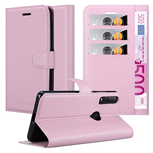 Cadorabo Hülle kompatibel mit Alcatel 1S 2020 Handyhülle aus Premium Kunst Leder Flip Klappbare Stoßfeste Magnetische [Standfunktion] [Kartenfächern] Cover Hülle für Alcatel 1S 2020 Tasche in Rosa von Cadorabo