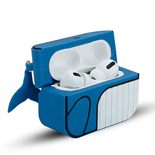 Cadorabo Hülle kompatibel mit Apple AirPod PRO 2 - Design Blue Whale - Tragbare Silikon Kopfhörer Schutzhülle 3D Case Schlüsselanhänger von Cadorabo