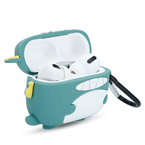 Cadorabo Hülle kompatibel mit Apple AirPod PRO 2 - Design Cute Dinosaur - Tragbare Silikon Kopfhörer Schutzhülle 3D Case Schlüsselanhänger von Cadorabo