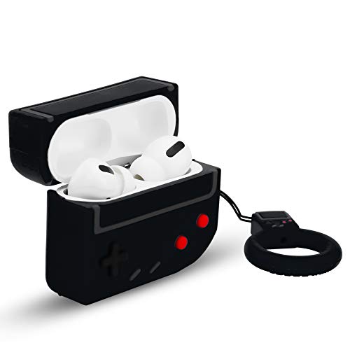 Cadorabo Hülle kompatibel mit Apple AirPod PRO 2 - Design Retro Game Black - Tragbare Silikon Kopfhörer Schutzhülle 3D Case Schlüsselanhänger von Cadorabo