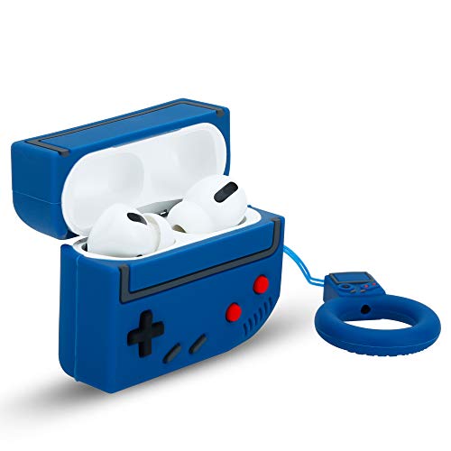 Cadorabo Hülle kompatibel mit Apple AirPod PRO 2 - Design Retro Game Blue - Tragbare Silikon Kopfhörer Schutzhülle 3D Case Schlüsselanhänger von Cadorabo