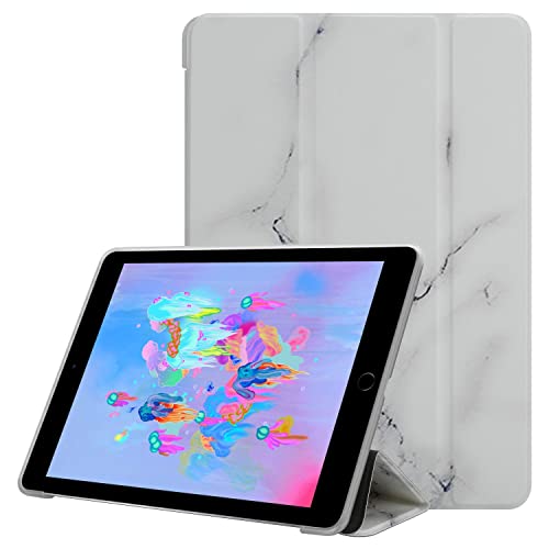 Cadorabo Hülle kompatibel mit Apple iPad AIR 2 2014 AIR 2013 PRO (9.7 Zoll) Handyhülle aus Kunst Leder im Marmor Design [Kartenfächern] Case Hülle für iPad AIR 2 2014 AIR 2013 PRO (9.7 Zoll) in Weiß von Cadorabo