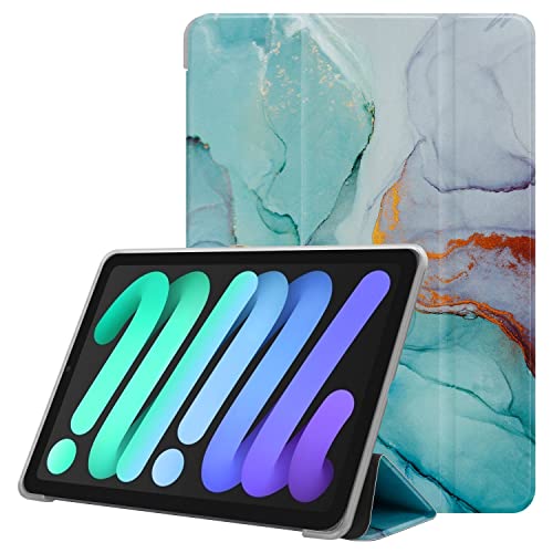 Cadorabo Hülle kompatibel mit Apple iPad Mini 6 (8.3 Zoll) Handyhülle aus Kunst Leder im Marmor Design Flip Klappbare Magnetische [Kartenfächern] Case Hülle für iPad Mini 6 (8.3 Zoll) in Grün von Cadorabo