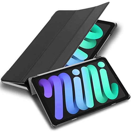 Cadorabo Hülle kompatibel mit Apple iPad Mini 6 (8.3 Zoll) Tablethülle mit Auto Wake Up aus Kunst Leder Flip Klappbare Stoßfeste Magnetische Cover Hülle für iPad Mini 6 (8.3 Zoll) Tasche in Schwarz von Cadorabo