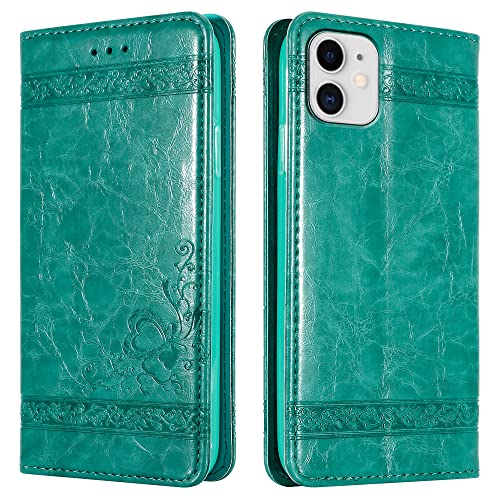 Cadorabo Hülle kompatibel mit Apple iPhone 11 Handyhülle aus Premium Kunst Leder Flip Klappbare Stoßfeste Magnetische [Standfunktion] [Kartenfächern] Case Hülle für iPhone 11 Tasche in Türkis von Cadorabo