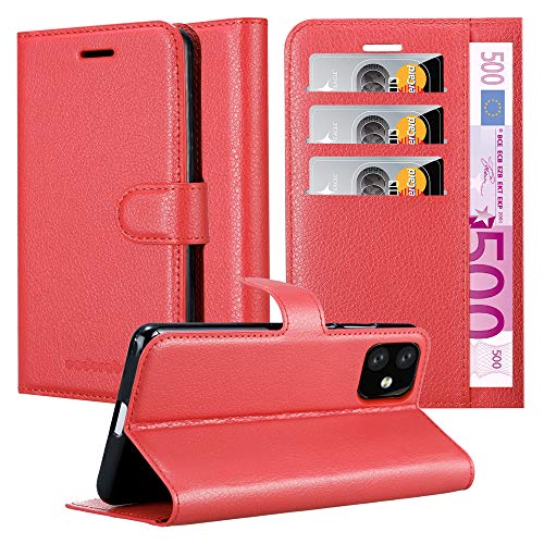 Cadorabo Hülle kompatibel mit Apple iPhone 11 Handyhülle aus Premium Kunst Leder Flip Klappbare Stoßfeste Magnetische [Standfunktion] [Kartenfächern] Cover Hülle für iPhone 11 Tasche in Rot von Cadorabo