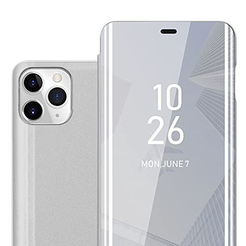 Cadorabo Hülle kompatibel mit Apple iPhone 11 PRO Schutzhülle TPU Silikon Case 360 View Spiegel, Slim Kratzfest Weiche Gummi mit Rundumschutz Cover Hülle für iPhone 11 PRO in Silber von Cadorabo