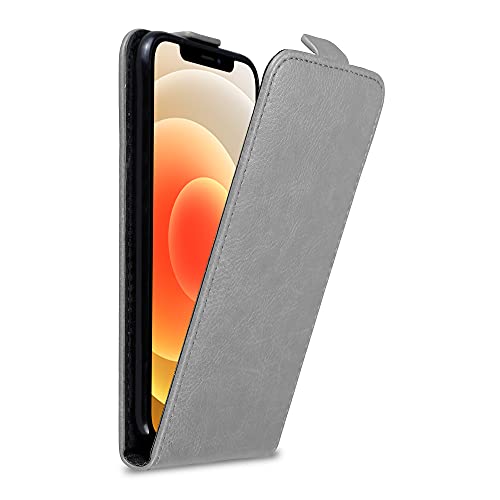 Cadorabo Hülle kompatibel mit Apple iPhone 12 Mini Flip Design aus Premium Kunst Leder Flip Klappbare Stoßfeste Magnetische Cover Hülle für iPhone 12 Mini Tasche in Grau von Cadorabo