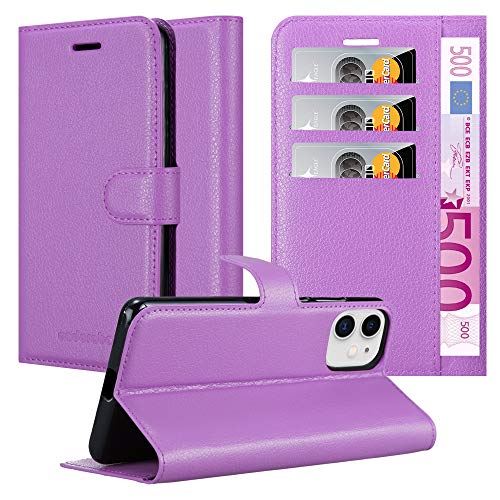 Cadorabo Hülle kompatibel mit Apple iPhone 12 MINI Handyhülle aus Premium Kunst Leder Flip Klappbare Stoßfeste Magnetische [Standfunktion] [Kartenfächern] Cover Hülle für iPhone 12 MINI Tasche in Lila von Cadorabo
