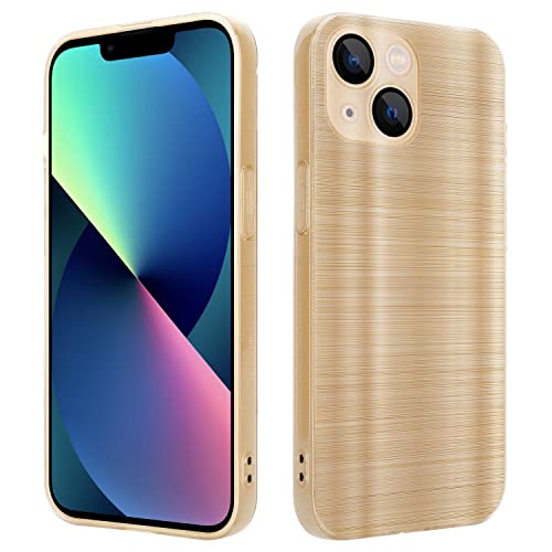 Cadorabo Hülle kompatibel mit Apple iPhone 13 Mini Schutzhülle TPU Silikon Case Brushed Design mit Kameraschutz Slim Kratzfest Weiche Gummi mit Rundumschutz Case Hülle für iPhone 13 Mini in Gold von Cadorabo