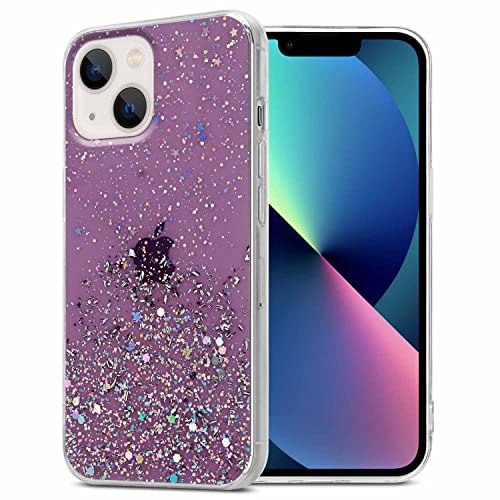 Cadorabo Hülle kompatibel mit Apple iPhone 13 Rundumschutz TPU Silikon Case Mädchen Glitzer Strass Design Slim Kratzfest Weiche Gummi Bling Schutzhülle für Apple iPhone 13 in Lila von Cadorabo