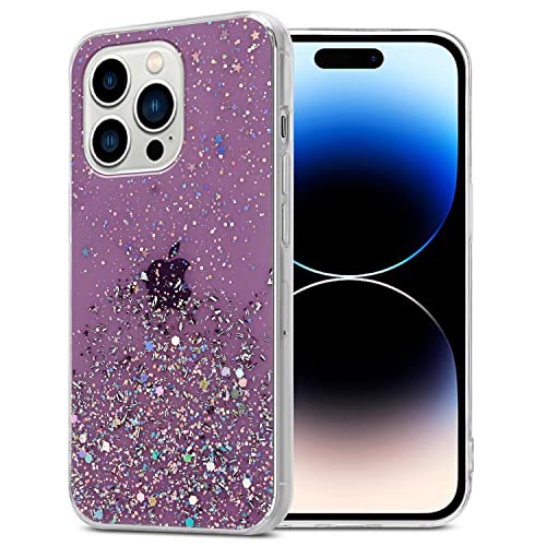 Cadorabo Hülle kompatibel mit Apple iPhone 14 PRO MAX Rundumschutz TPU Silikon Case Mädchen Glitzer Strass Design Slim Kratzfest Weiche Gummi Bling Schutzhülle für Apple iPhone 14 PRO MAX in Lila von Cadorabo