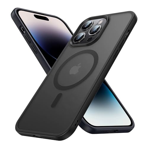 Cadorabo Hülle kompatibel mit Apple iPhone 15 PRO MAX in SCHWARZ [Kompatibel mit MagSafe] Hybrid Matt Design Magnetisch Stoßfest Kratzfest mit Rundumschutz Case für Apple iPhone 15 PRO MAX in Schwarz von Cadorabo