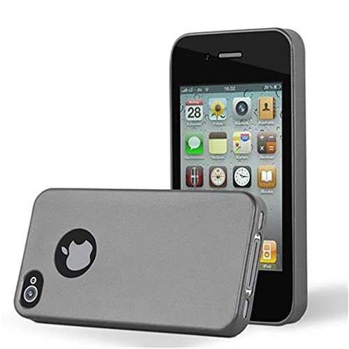 Cadorabo Hülle kompatibel mit Apple iPhone 4 / 4S Schutzhülle TPU Silikon Case Metallic Design Slim Kratzfest Weiche Gummi mit Rundumschutz Case Hülle für iPhone 4 / 4S in Grau von Cadorabo