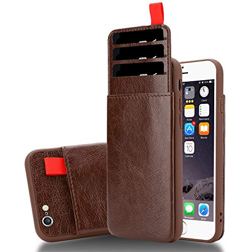 Cadorabo Hülle kompatibel mit Apple iPhone 6 / 6S Handyhülle aus Premium Kunst Leder Stoßfeste [Kartenfächern] Case Hülle für iPhone 6 / 6S Tasche in Braun von Cadorabo