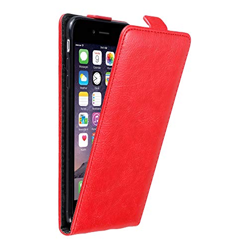 Cadorabo Hülle kompatibel mit Apple iPhone 6 Plus / 6S Plus Flip Design aus Premium Kunst Leder Flip Klappbare Stoßfeste Magnetische Cover Hülle für iPhone 6 Plus / 6S Plus Tasche in Rot von Cadorabo