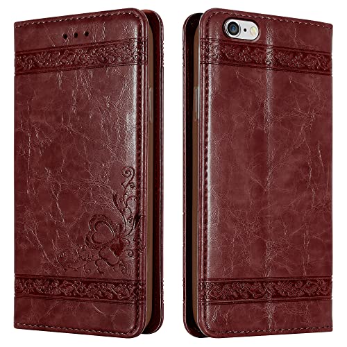 Cadorabo Hülle kompatibel mit Apple iPhone 6 Plus / 6S Plus Handyhülle aus Kunst Leder Flip Klappbare Magnetische [Standfunktion] [Kartenfächern] Case Hülle für iPhone 6 Plus / 6S Plus Tasche in Rot von Cadorabo