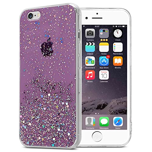 Cadorabo Hülle kompatibel mit Apple iPhone 6 Plus / 6S Plus Rundumschutz TPU Silikon Case Mädchen Glitzer Strass Design Slim Kratzfest Weiche Gummi Bling Schutzhülle für iPhone 6 PLUS/6S Plus in Lila von Cadorabo